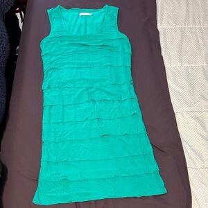 Calvin Klein Sleeveless Kelly Green Layered Dress